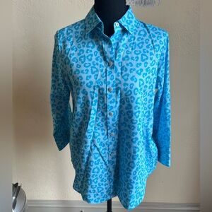 Foxcroft Margie Wrinkle Free  
Cheetah Print Button Down Shirt
